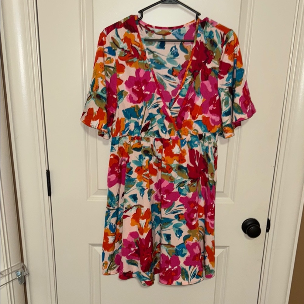 Floral V-Neck Mini Dress